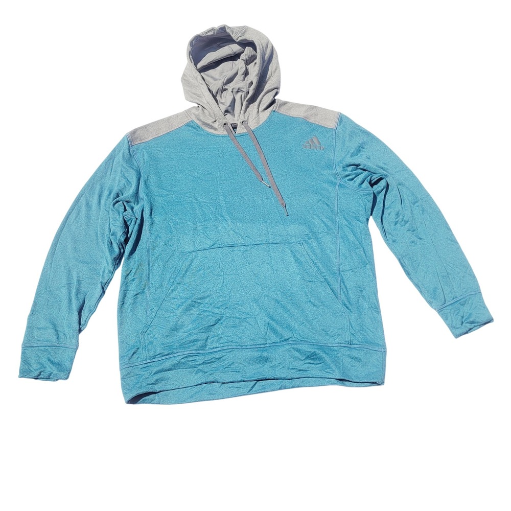 Adidas Climawarm Hoodie Mens XL Teal Grey Pullover Sweatshirt Activewear H91